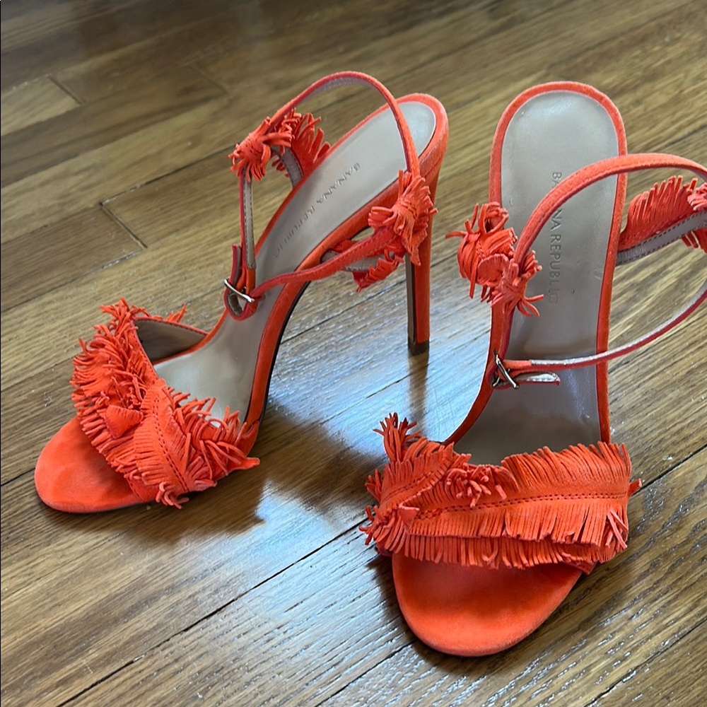 Banana Republic Orange Fringe High Heel Sandals